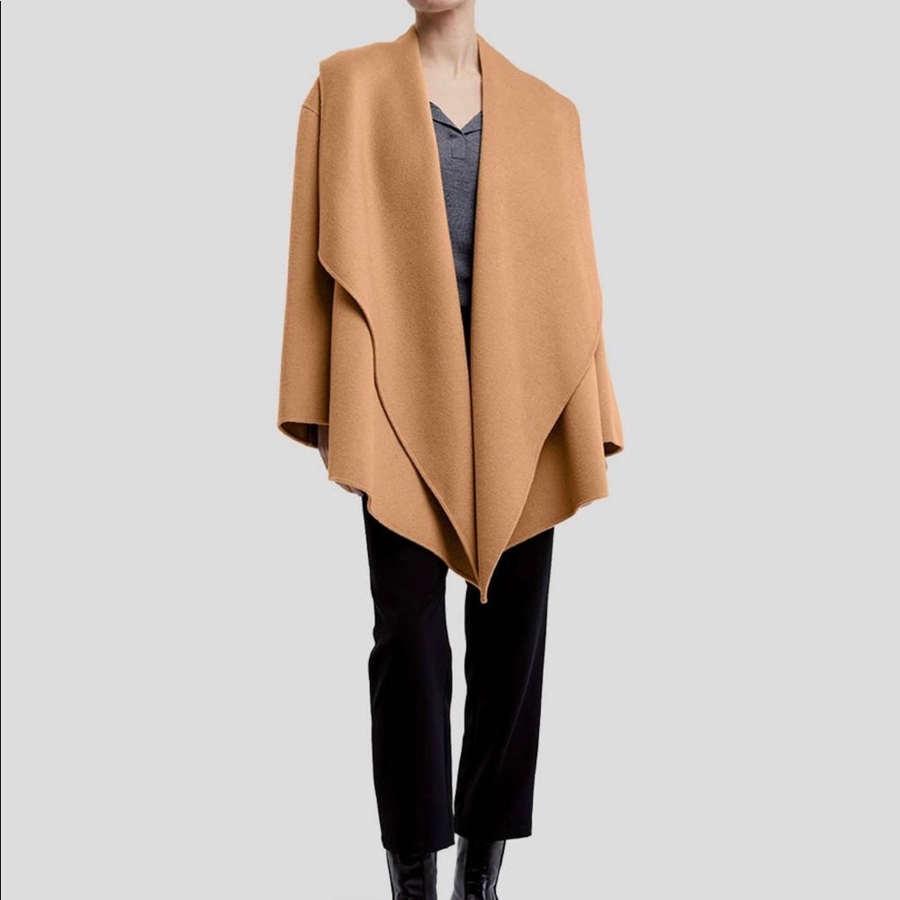 LATTALIER cashmere blend drape front coat. NWT